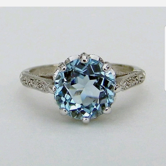 Urban Outfitters Jewelry - 18k white gold over S925 stamped Aquamarine ring